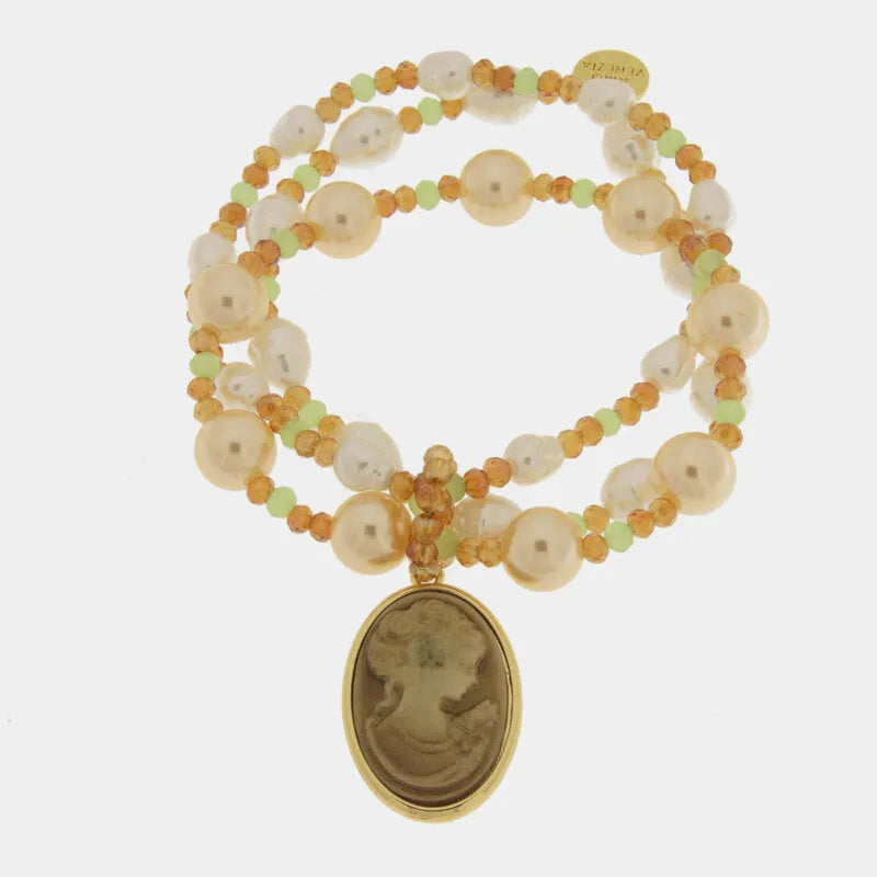 BRACCIALE AMO VENEZIA CON PERLE E CAMMEO
