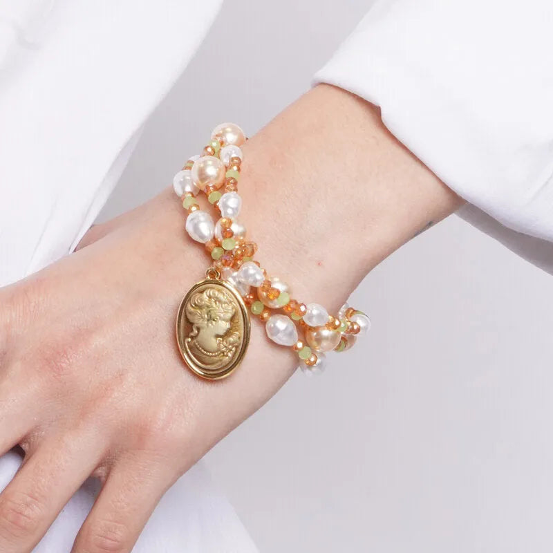 BRACCIALE AMO VENEZIA CON PERLE E CAMMEO