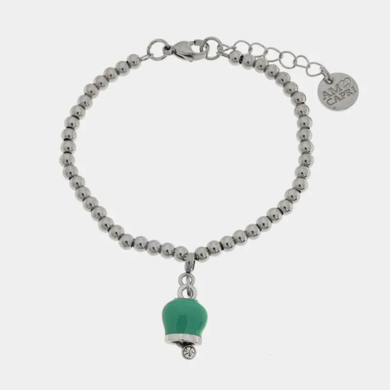 BRACCIALE AMO CAPRI IN ACCIAIO CAMPANA VERDE ACQUA