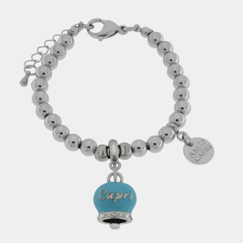 BRACCIALE AMO CAPRI ACCIAIO CON CAMPANELLA CELESTE