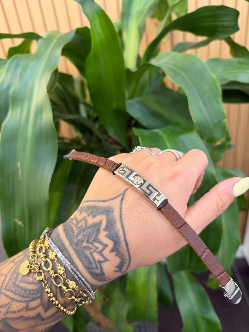 BRACCIALE MEDUSA CUOIO E ACCIAIO
