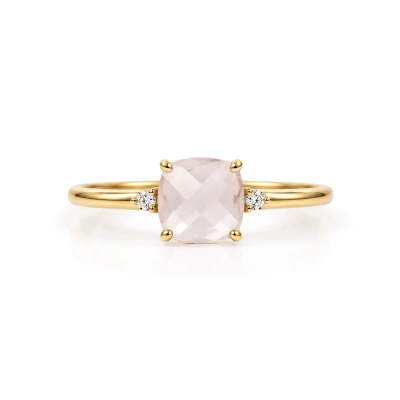 ANELLO LUCCIOLE ORO 9 CARATI PIETRA ROSA