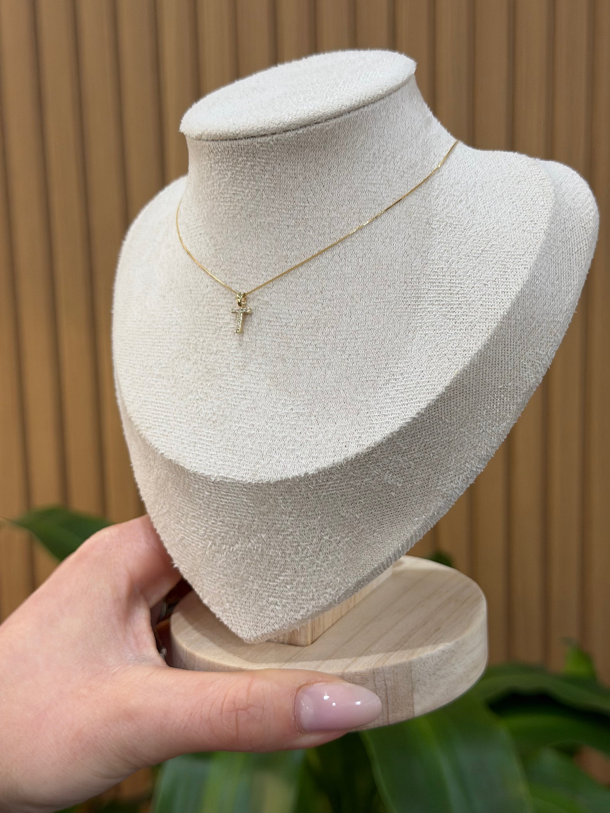 COLLANA INIZIALE T ORO 9 CARATI CON DIAMANTINI