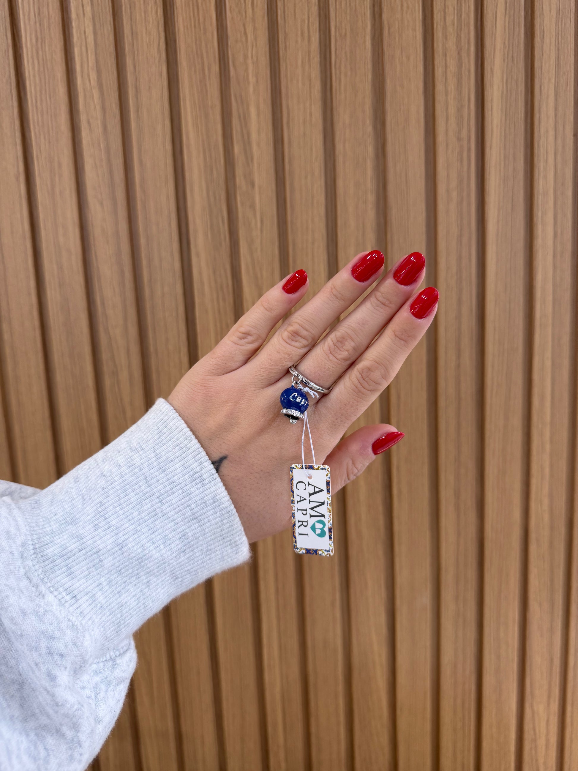 ANELLO AMO CAPRI IN ACCIAIO CAMPANELLA BLU