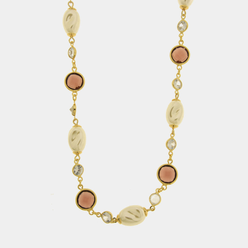 COLLANA AMO VENEZIA GIRO DI PERLE E CRISTALLI MARRONI