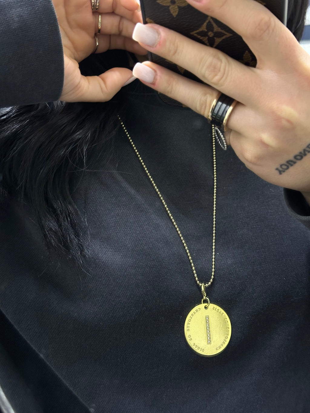 COLLANA INIZIALE IN ACCIAIO CON DORATURA LETTERA I