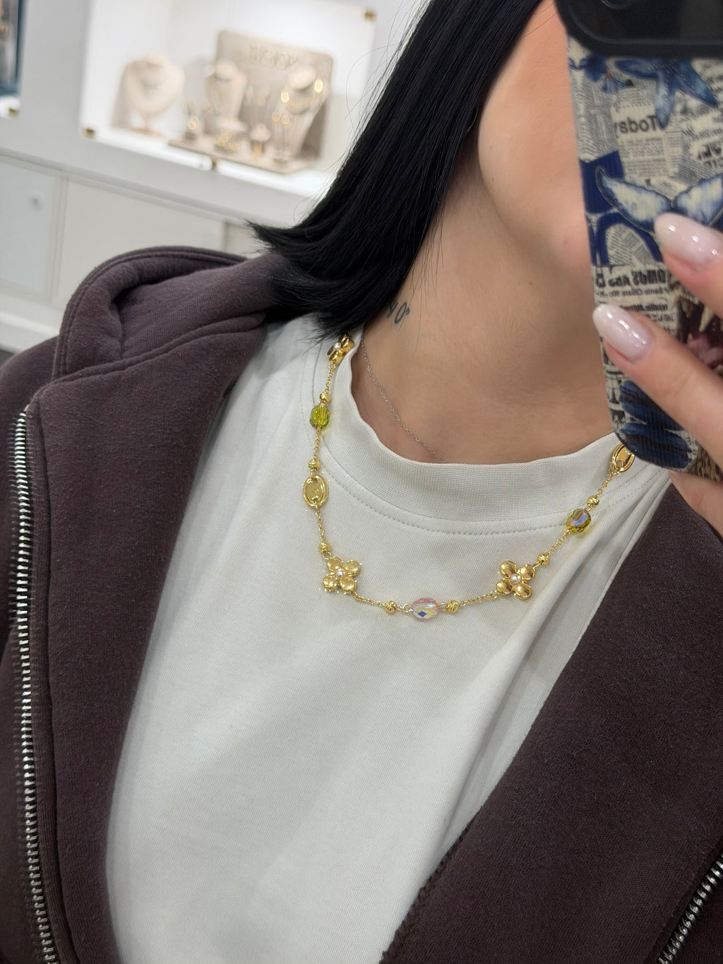 COLLANA AMO VENEZIA FIORI CON CRISTALLI