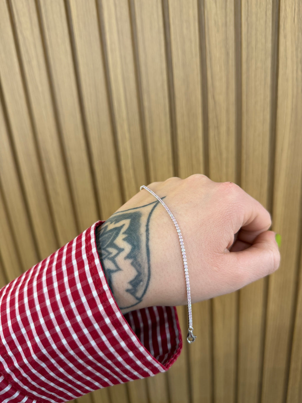 BRACCIALE TENNIS MINI ROSA E BIANCO ARGENTO 925