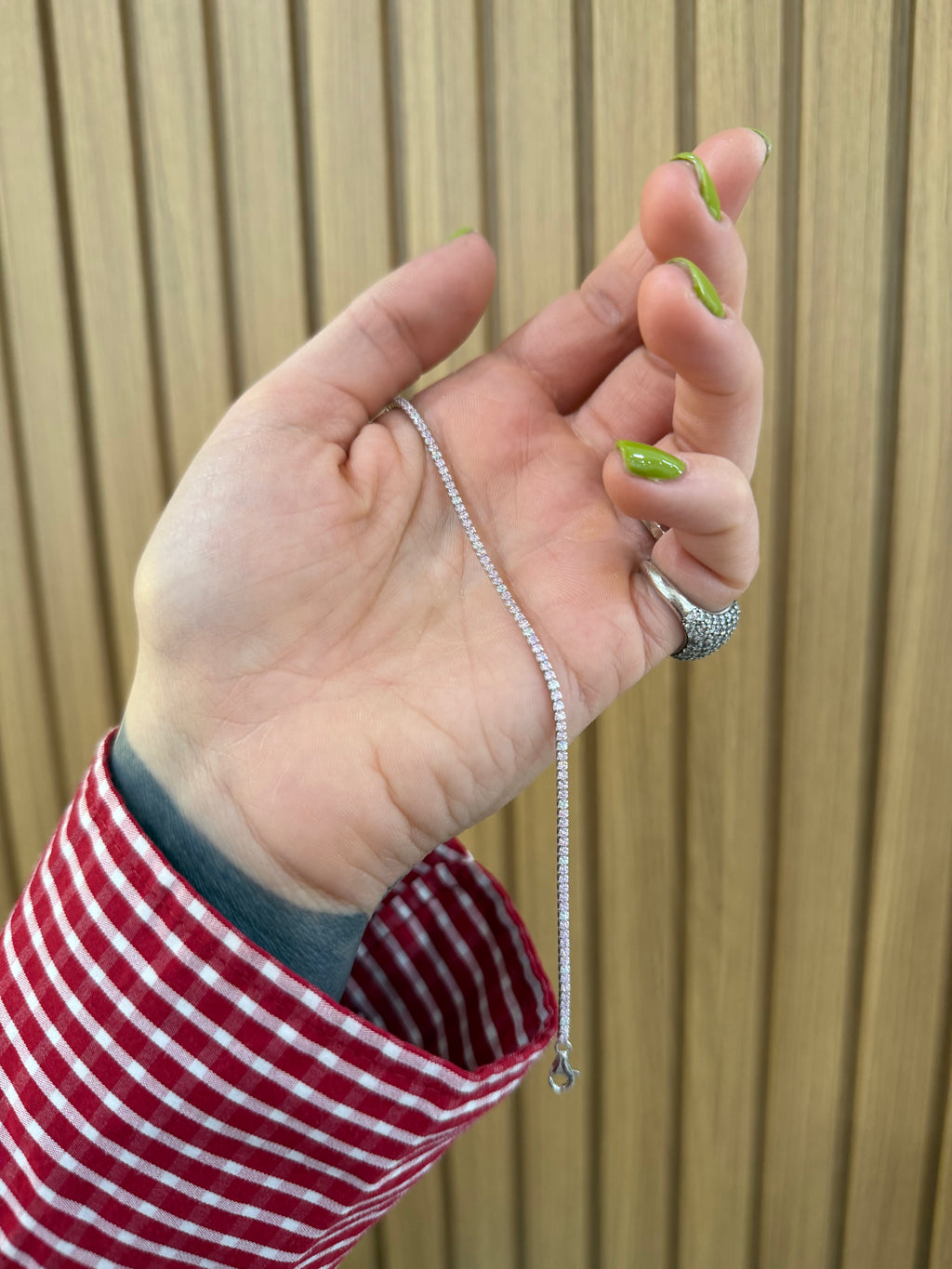 BRACCIALE TENNIS MINI ROSA E BIANCO ARGENTO 925