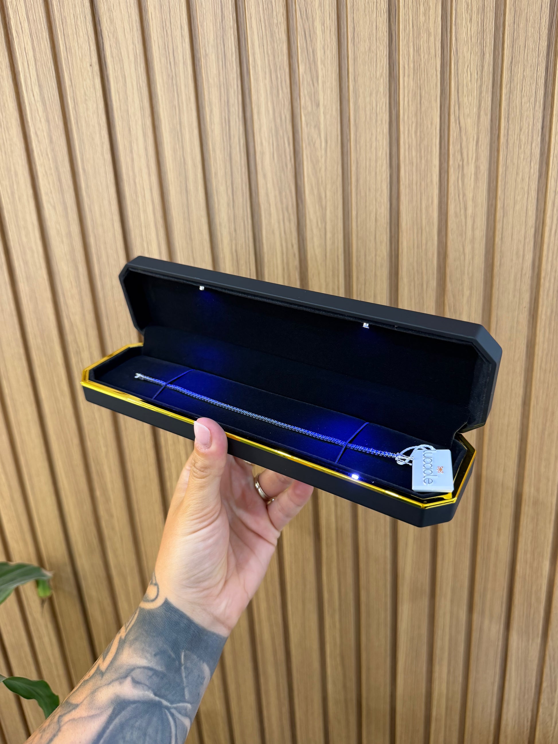 BRACCIALE TENNIS ORO ZAFFIRI BLU