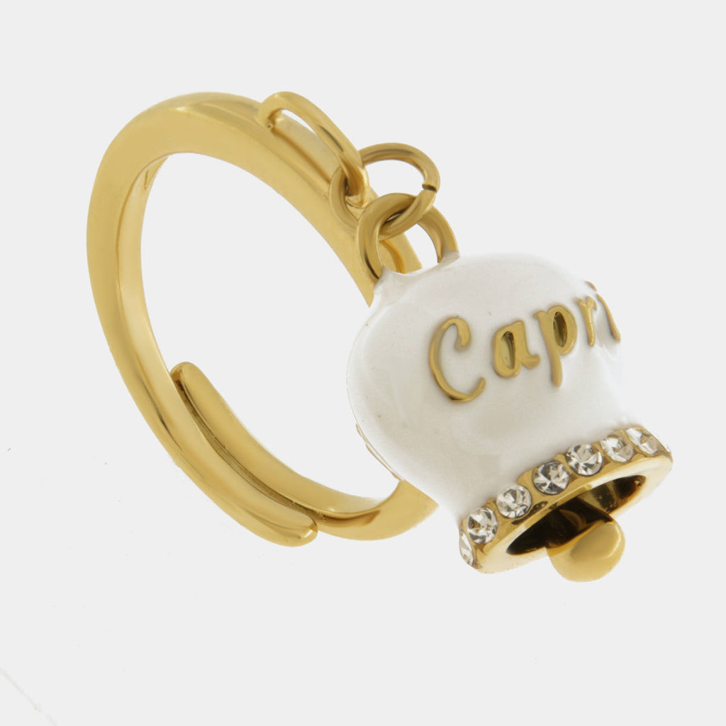 ANELLO CAMPANELLA BIANCA IN ACCIAIO AMO CAPRI