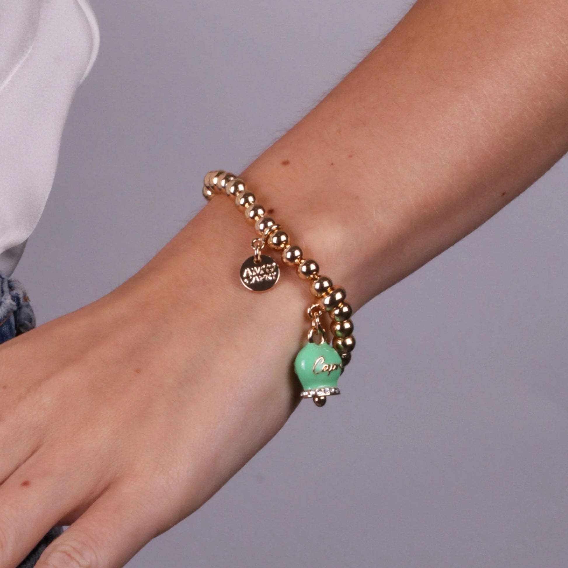 BRACCIALE AMO CAPRI IN METALLO CON CAMPANELLA VERDE