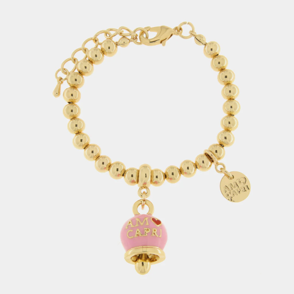 BRACCIALE AMO CAPRI IN METALLO CON CAMPANELLA ROSA