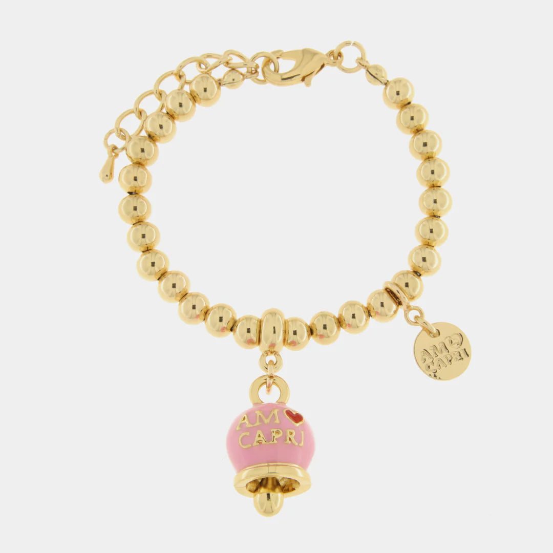 BRACCIALE AMO CAPRI IN METALLO CON CAMPANELLA ROSA