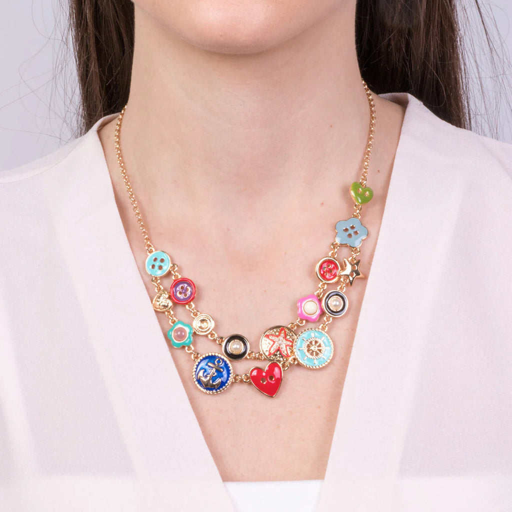 COLLANA IN METALLO CON CIONDOLI MARINI SANTORINI