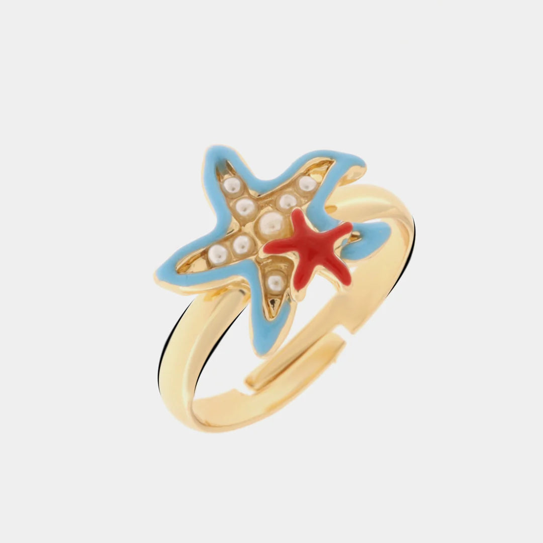 ANELLO IN METALLO CON STELLE MARINE SANTORINI