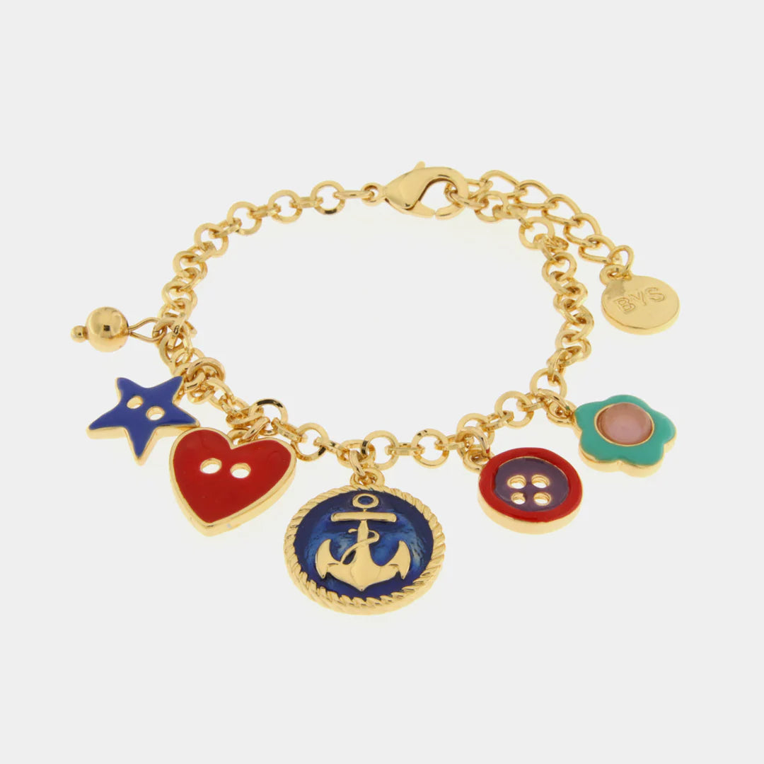 BRACCIALE IN METALLO CON CIONDOLI SMALTATI SANTORINI