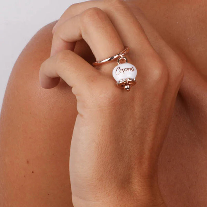 ANELLO AMO CAPRI IN METALLO CON CAMPANELLA BIANCA