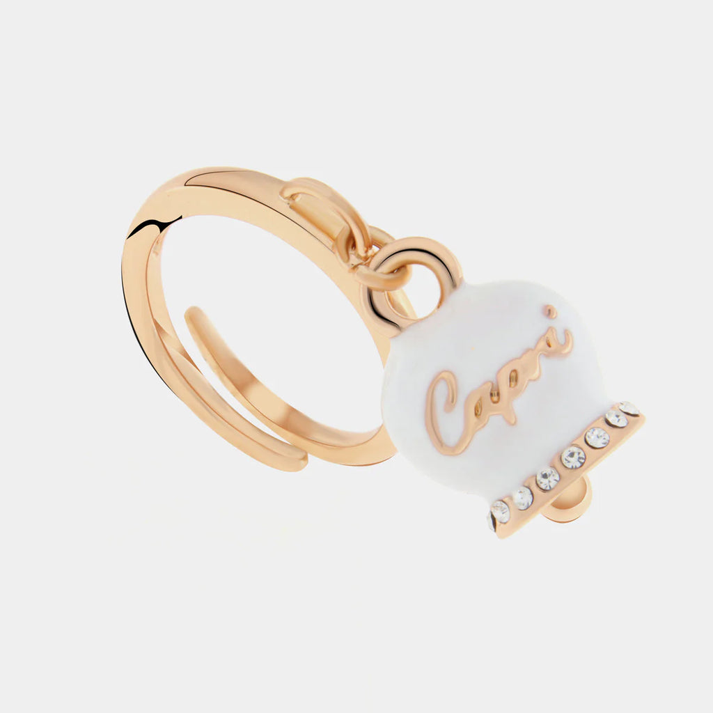 ANELLO AMO CAPRI IN METALLO CON CAMPANELLA BIANCA