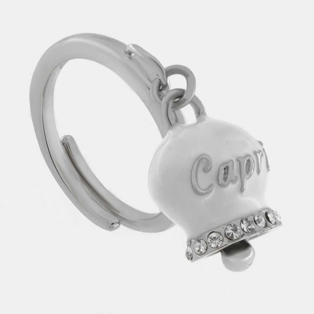 ANELLO AMO CAPRI CAMPANELLA BIANCA IN ACCIAIO