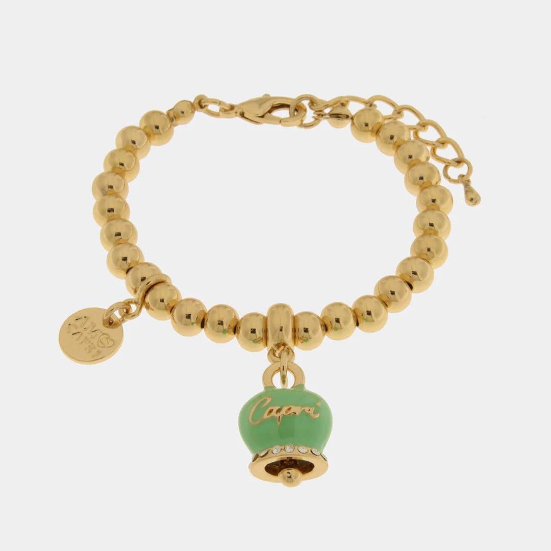 BRACCIALE AMO CAPRI IN METALLO CON CAMPANELLA VERDE