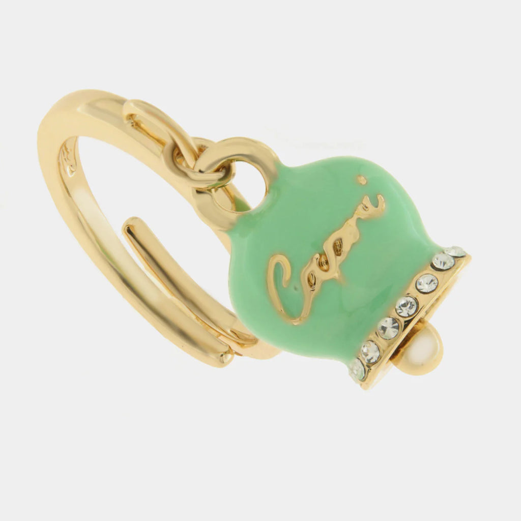 ANELLO AMO CAPRI CON CAMPANELLA VERDE IN METALLO