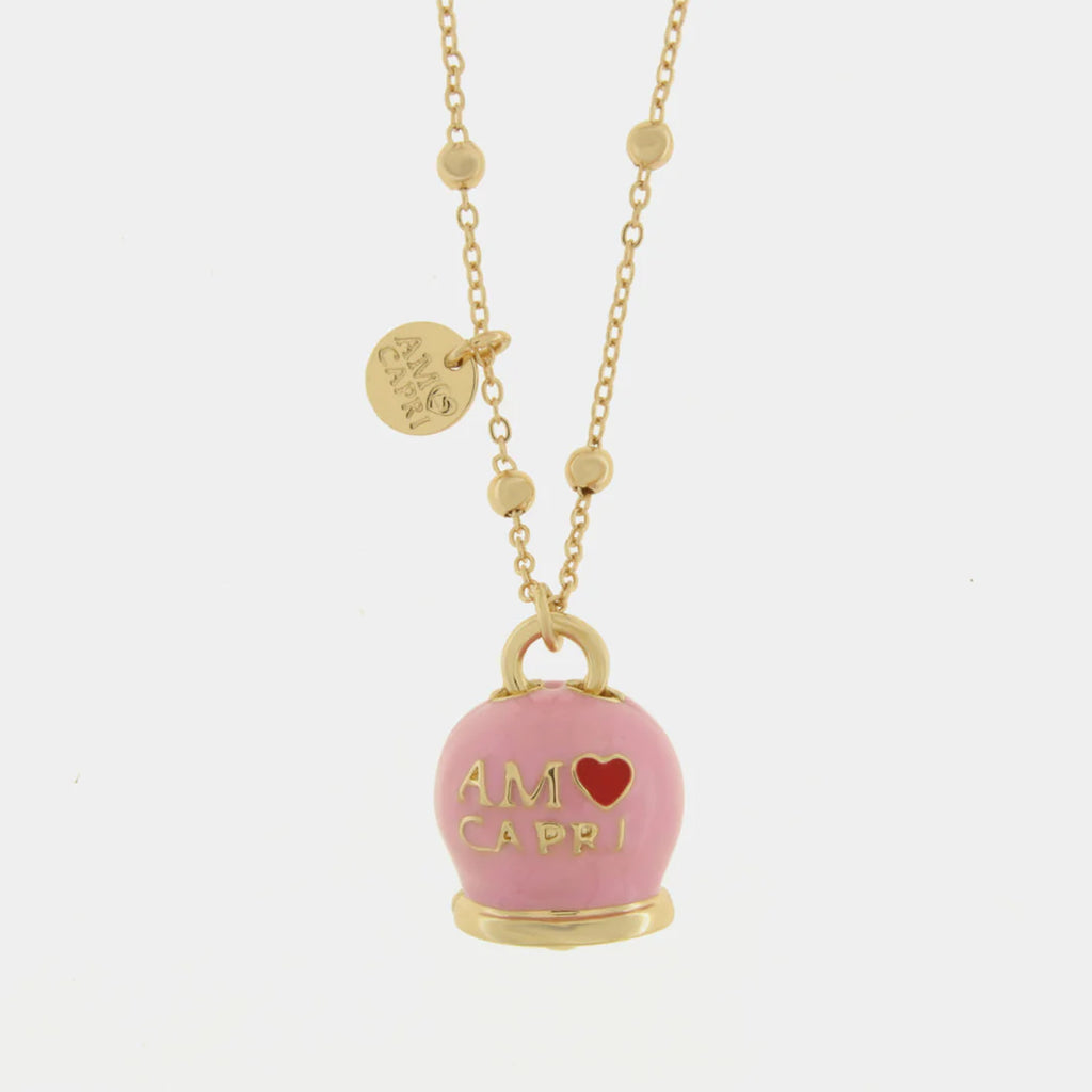 COLLANA AMO CAPRI IN METALLO CAMPANELLA ROSA