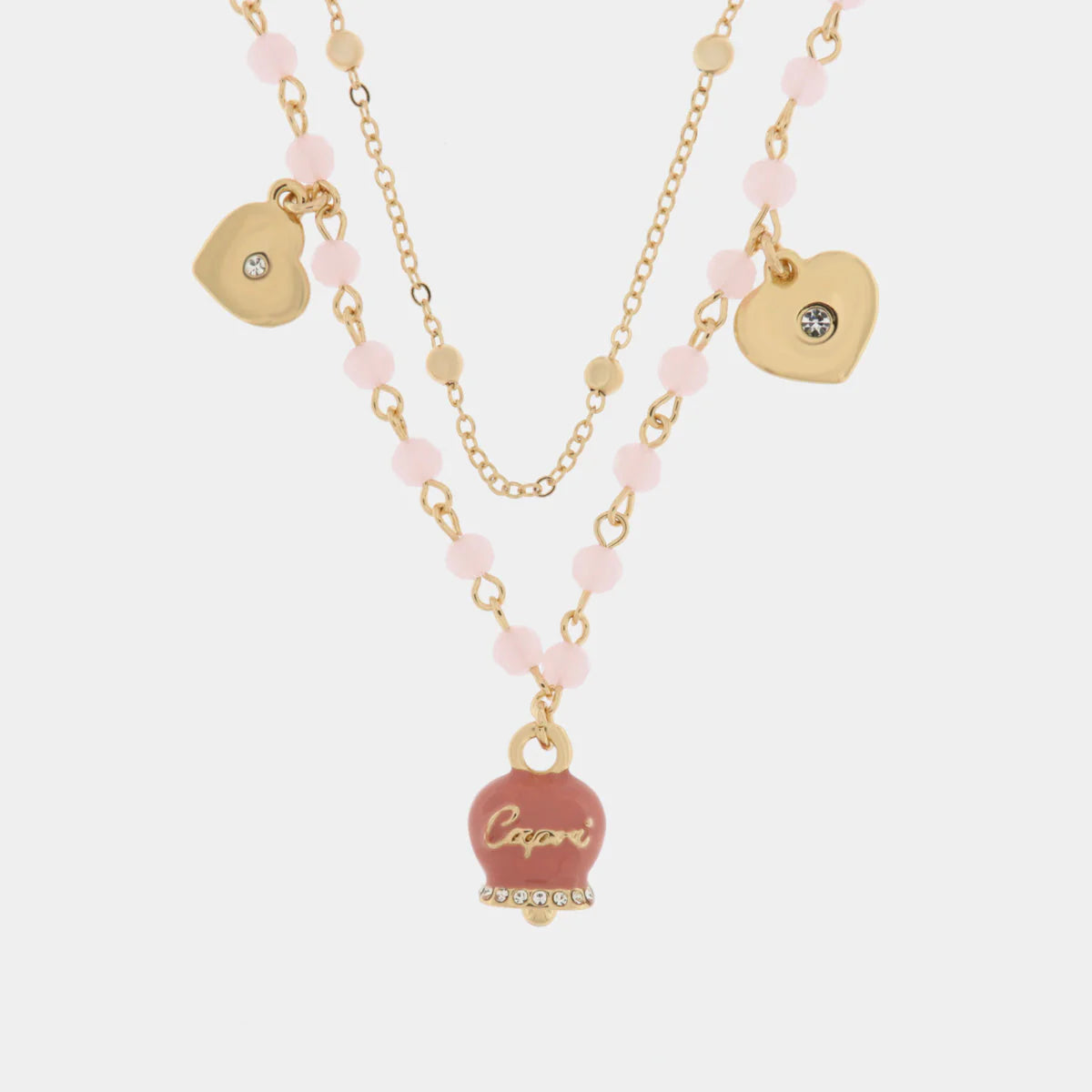 COLLANA AMO CAPRI MULTIFILO CON CAMPANA ROSA