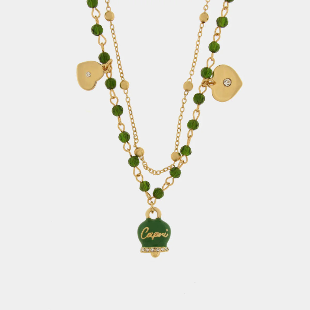 COLLANA AMO CAPRI MULTIFILO CON CAMPANA VERDE