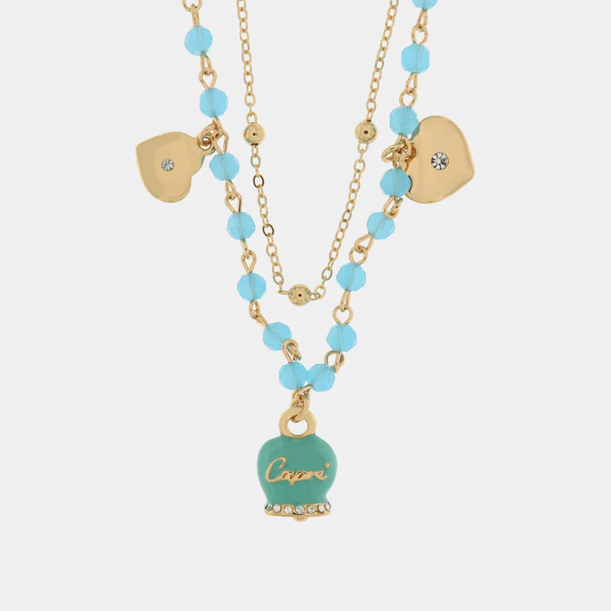 COLLANA AMO CAPRI MULTIFILO IN METALLO CAMPANA CELESTE