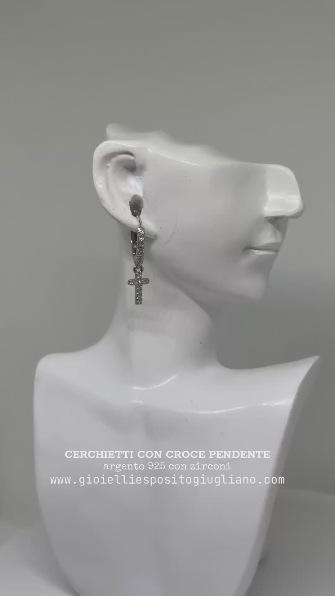 CERCHIETTI CON CROCE PENDENTE ARGENTO 925